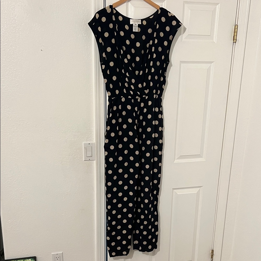 Corey Lynn Calter Black and Cream Polka Dot Maxi Dress